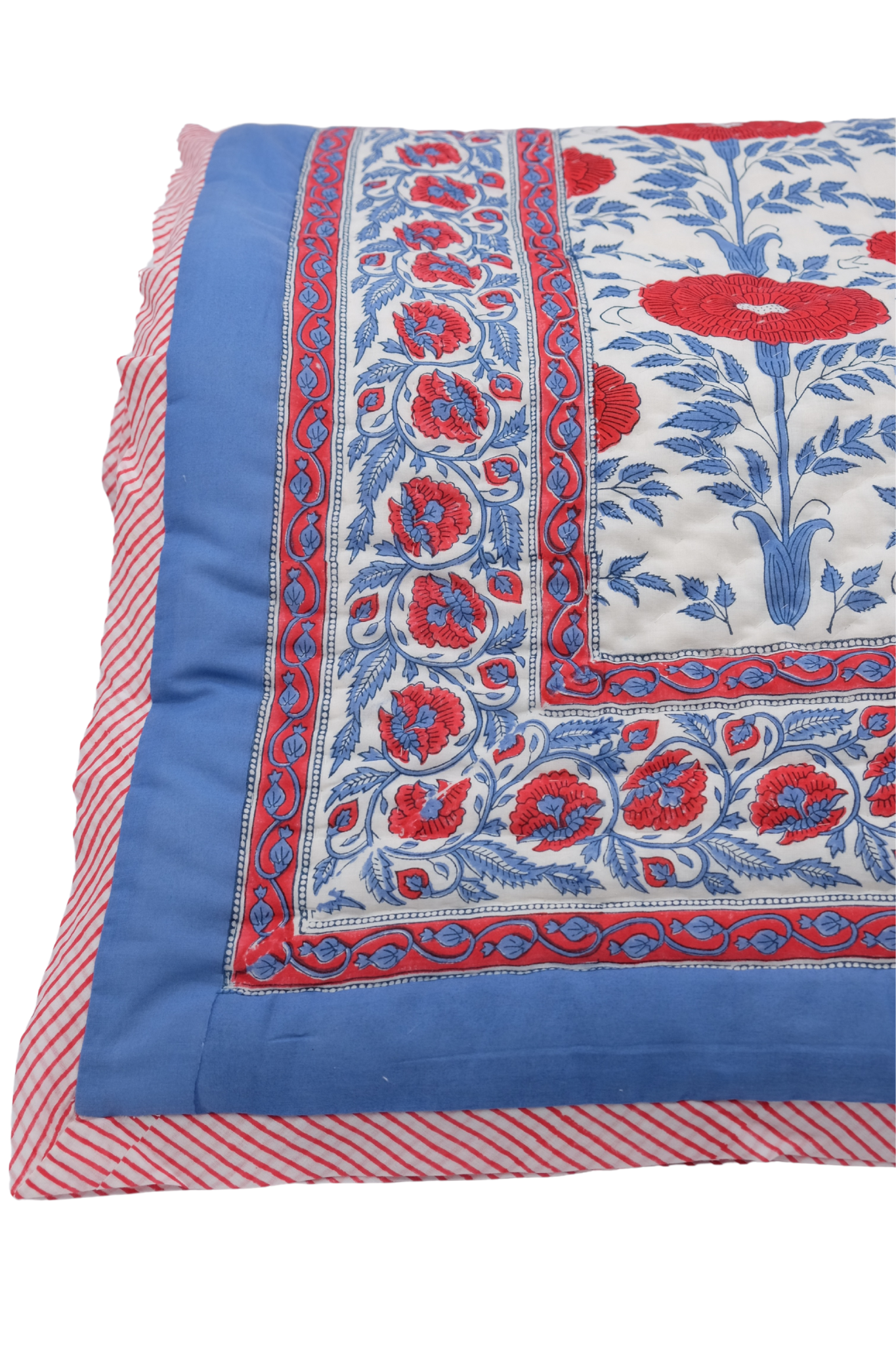 Detailed border of reversible cotton quilt