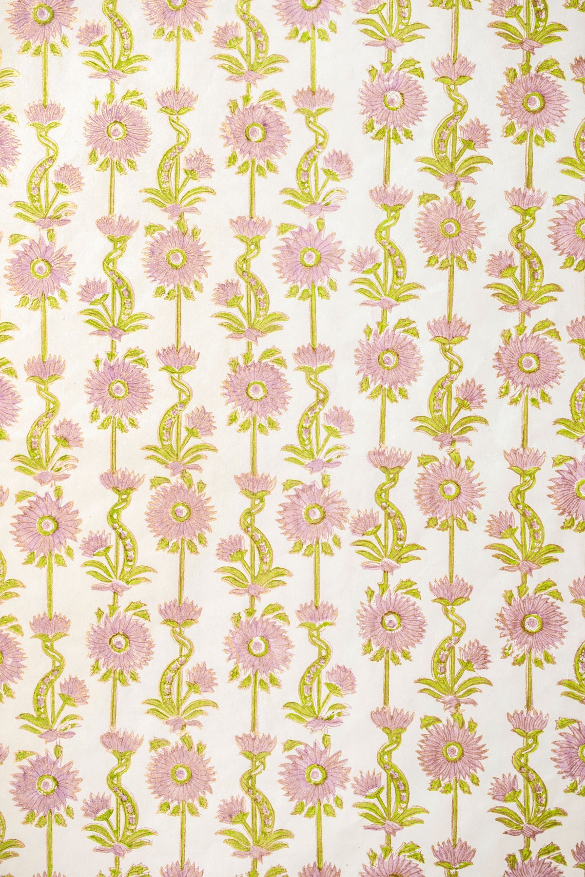 Lilac purple blockprint floral vines gift wrapping paper single sheet from Inner Child