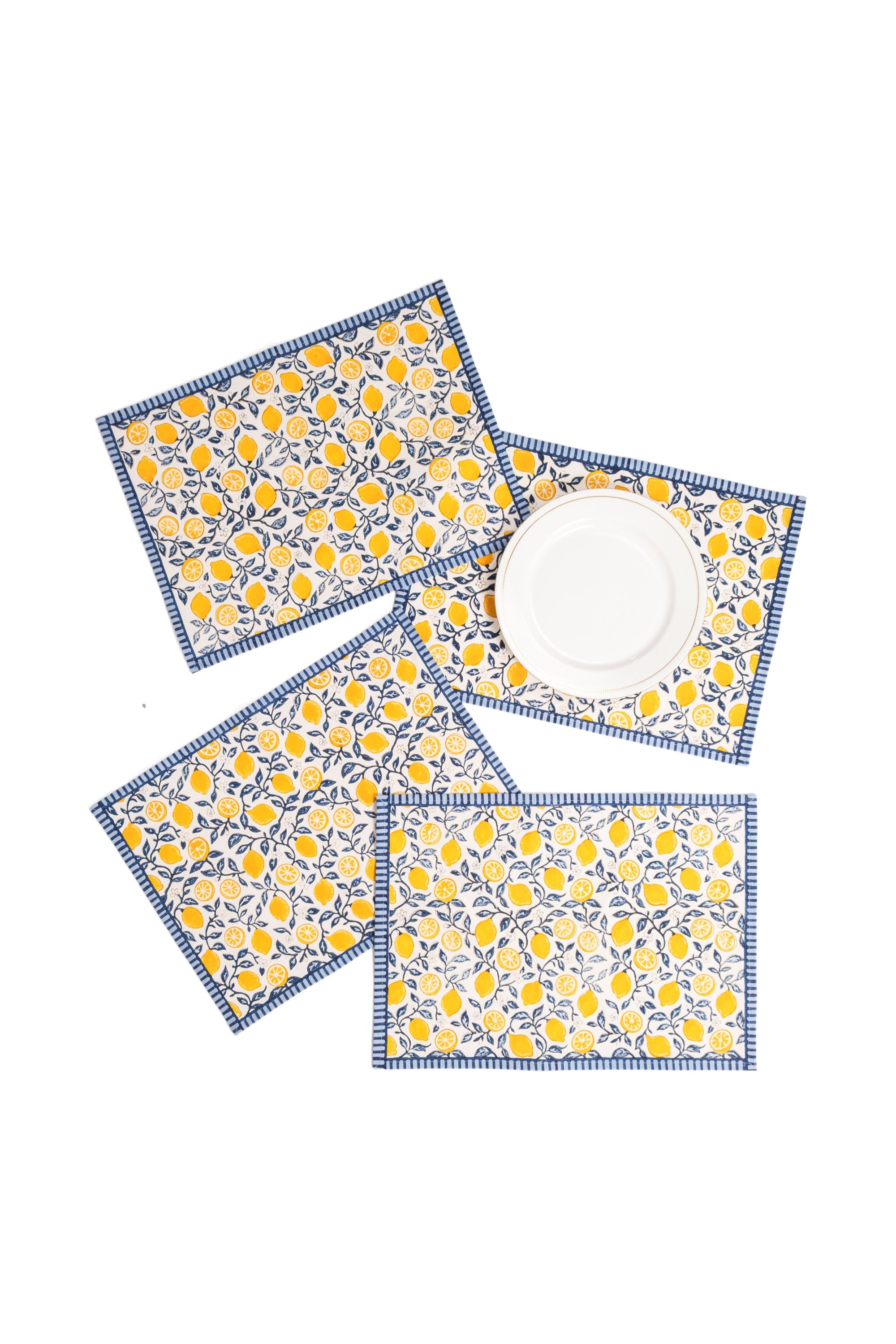 Inner Child multiple capri lemons blockprint placemats