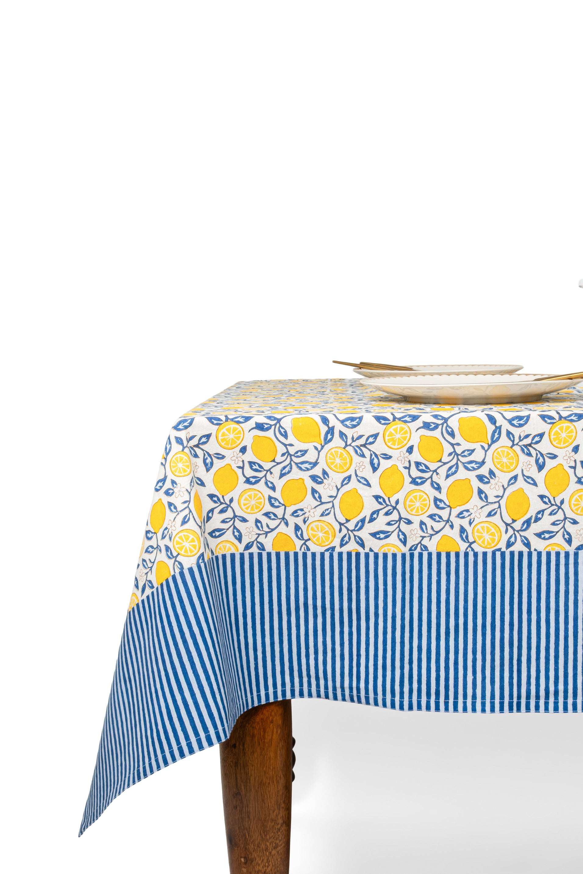 Inner Child capri lemons tablecloth featuring lemon pattern