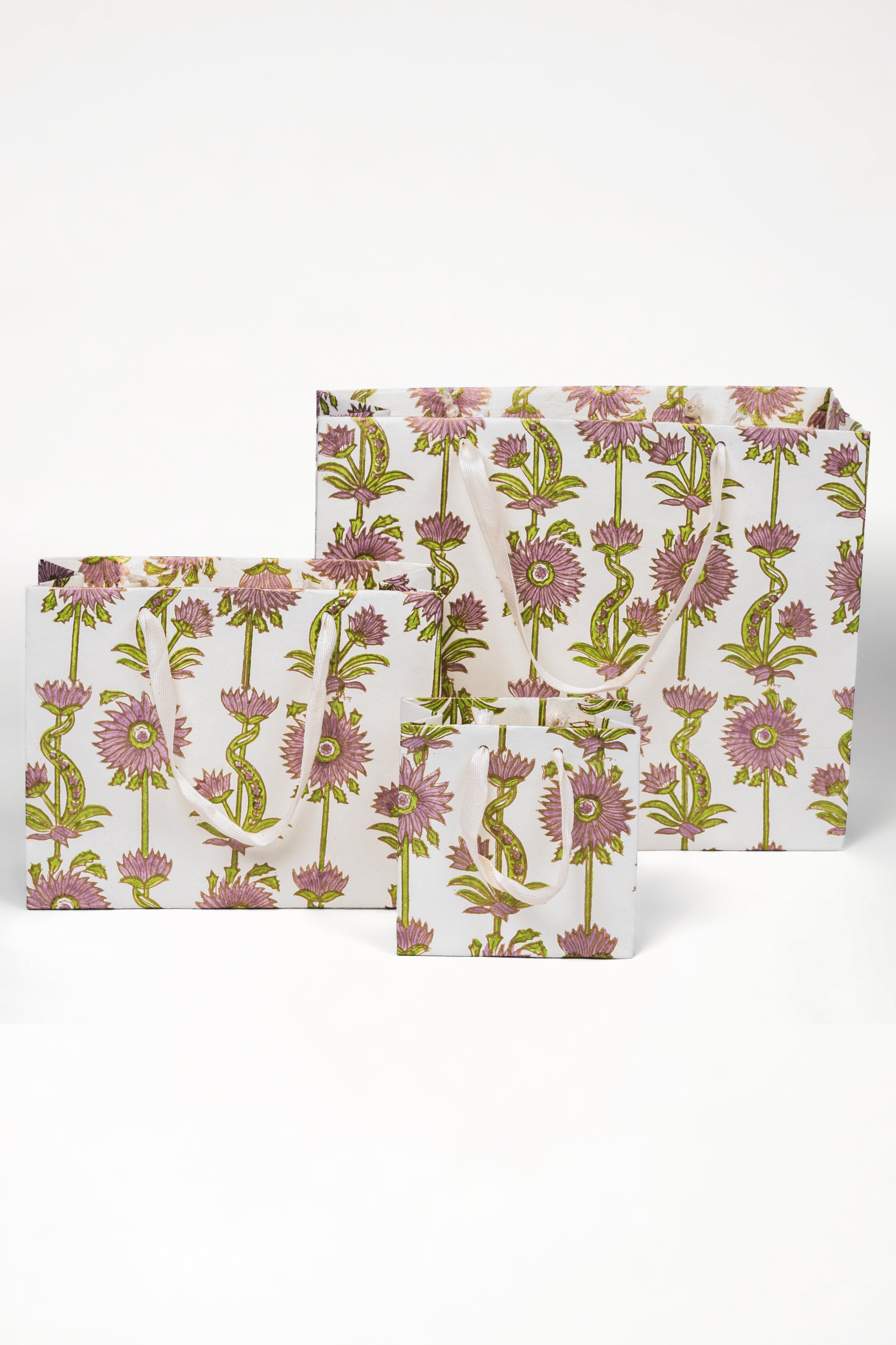 Inner Child hand-marbled mini picture frames - green-purple floral design with white handles