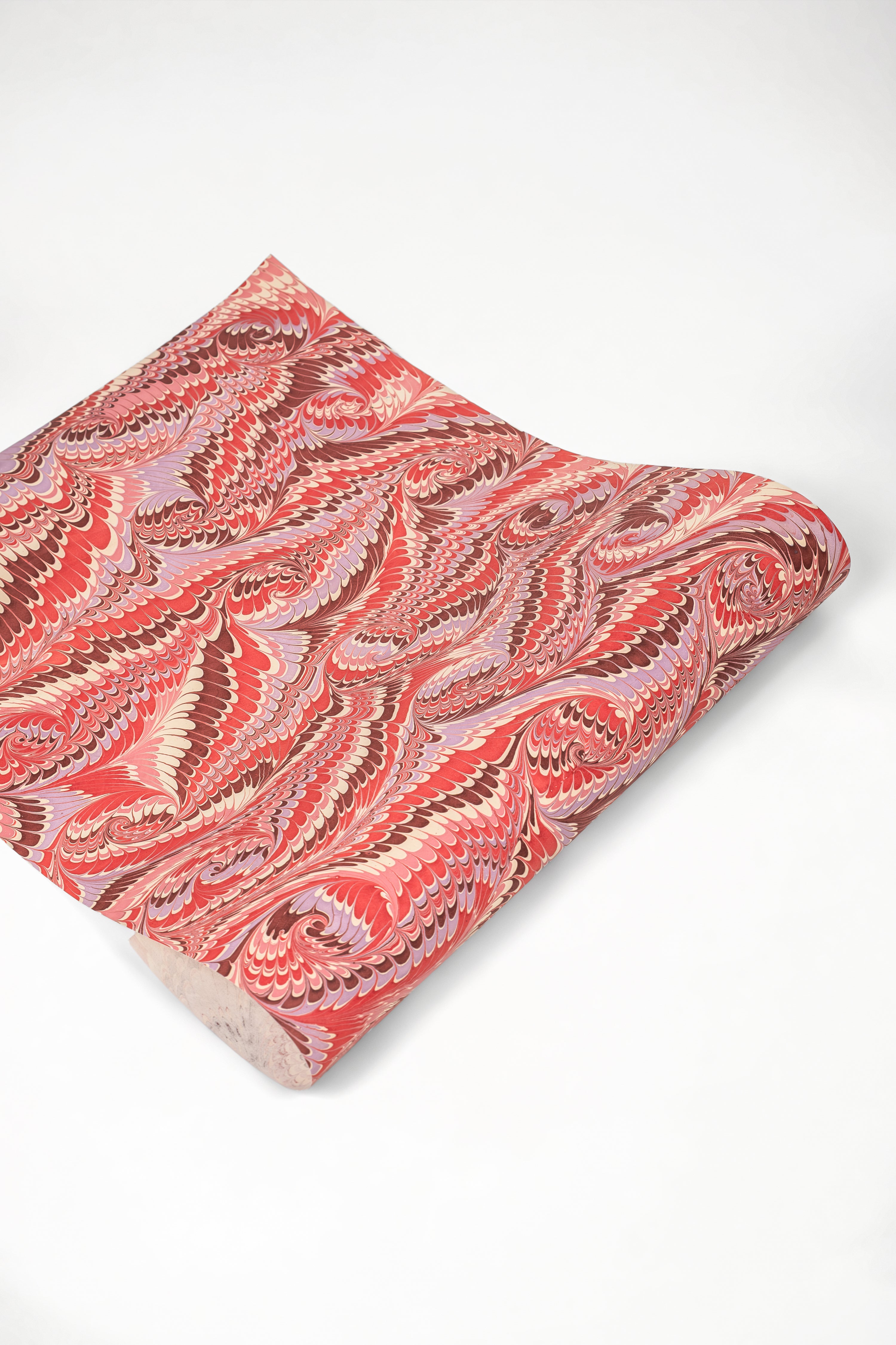 Hand marbled florentine pink gift wrapping paper sheets by Inner Child