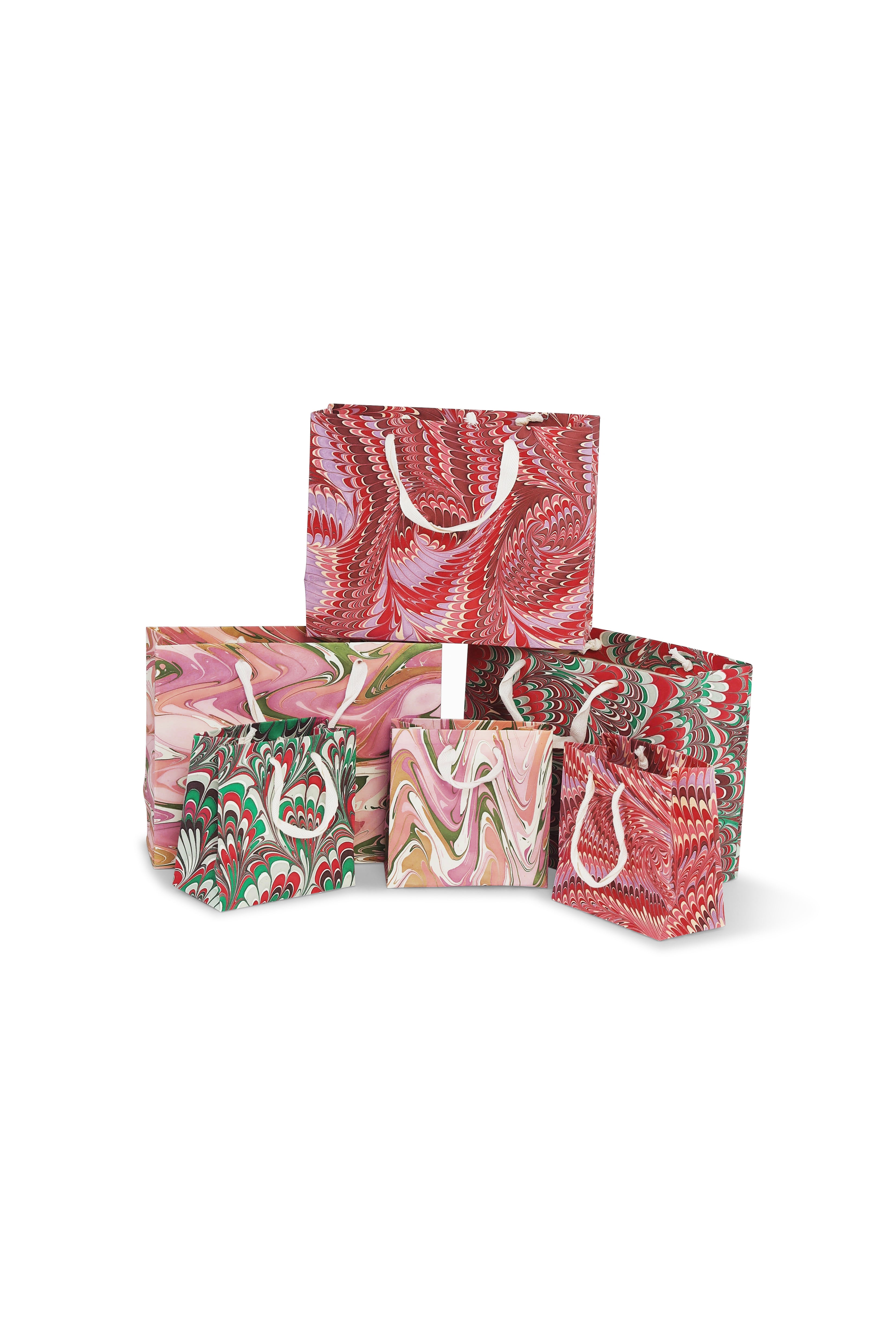 Florentine pink hand marbled gift bags assortment from Inner Child