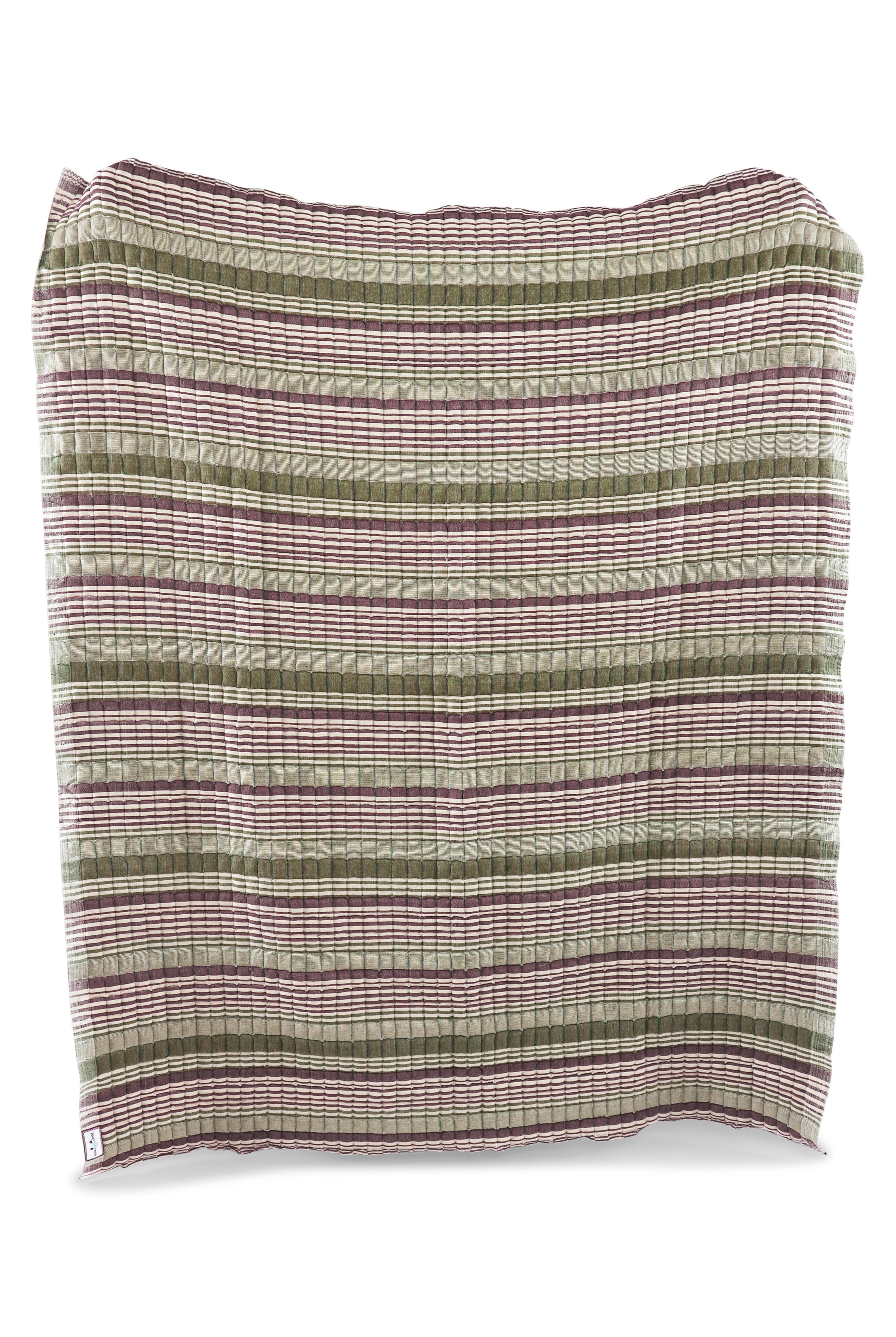 Sage and dusty rose striped puff quilt from Inner Child