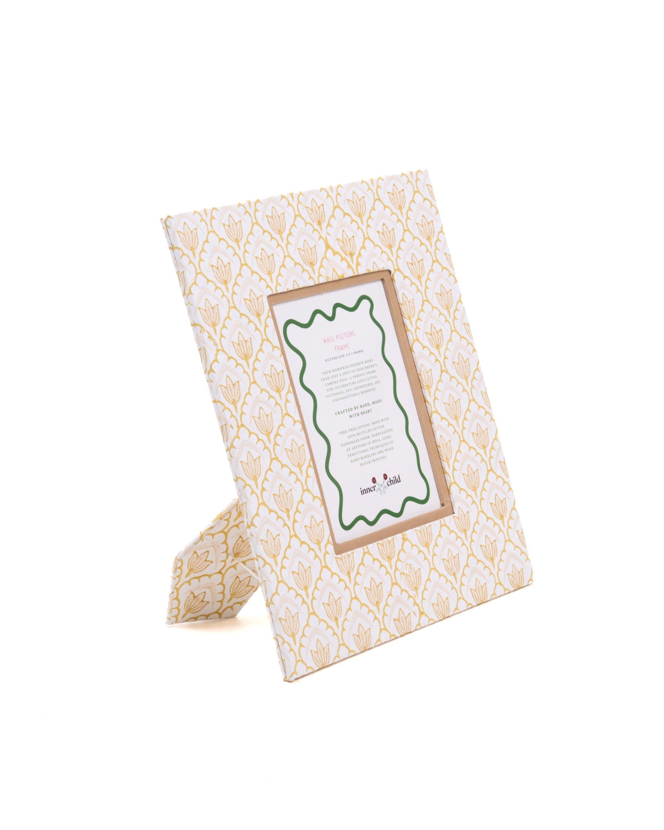 Large wall picture frame in desert sand tulip design, 5x7 inches, handcrafted by Inner Child