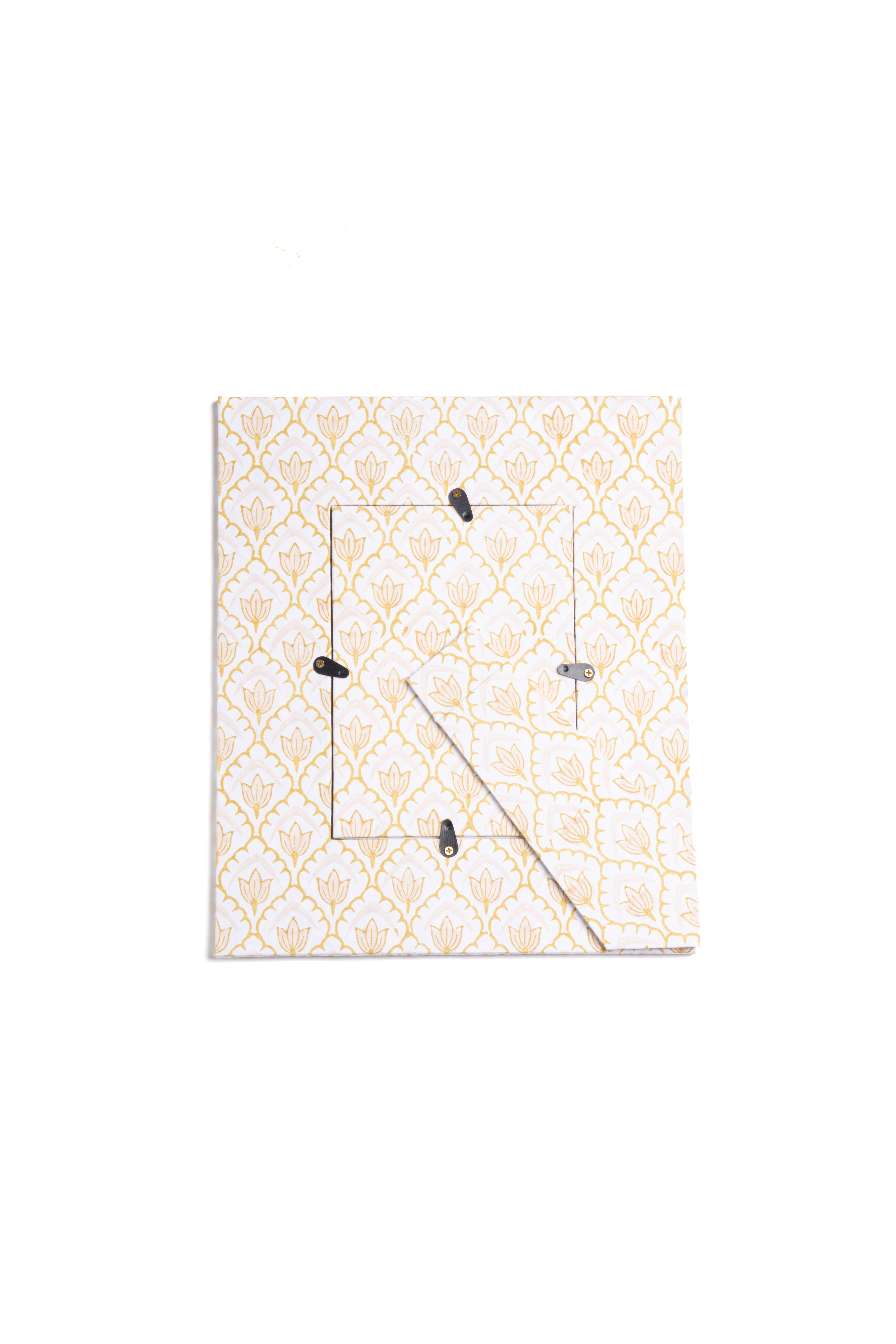Large wall picture frame in desert sand tulip design back view with hardware details, 5x7 inches, Inner Child