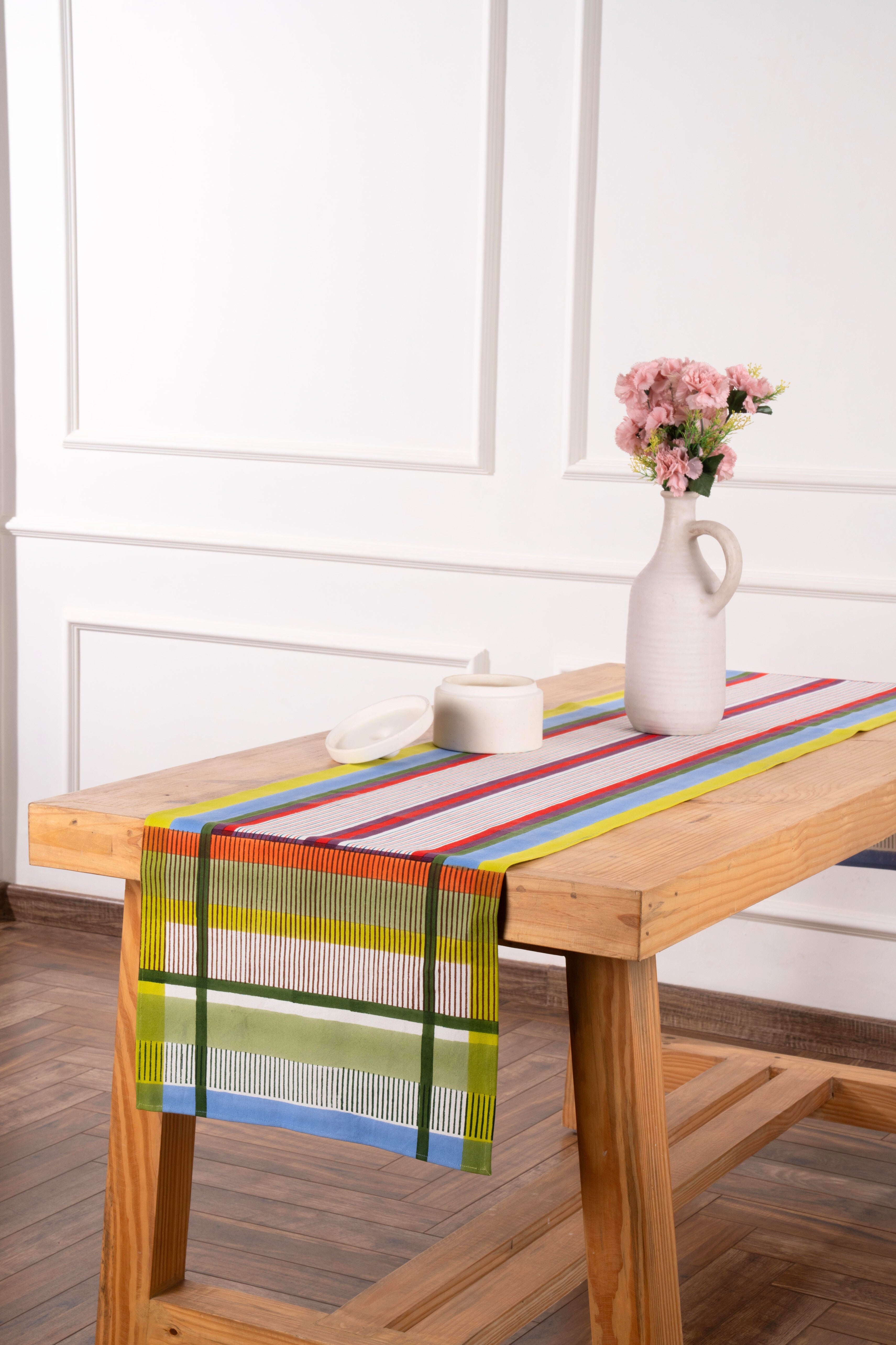 table runner 「青磁色・彩」　帯リメイク table runner 「青磁色・彩」 帯リメイク