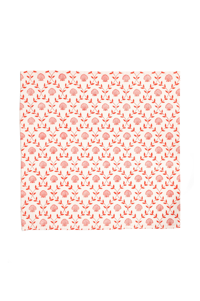 Pink seashell blockprint napkin from Inner Child