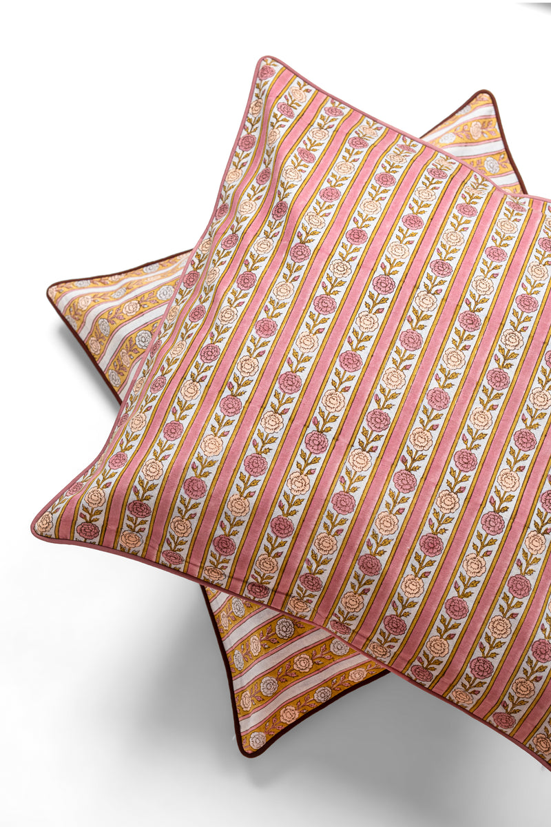 vintage floral stripe pillow