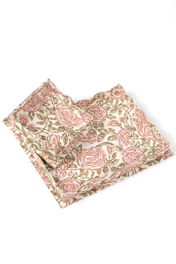 Rose garden blockprint nesting scalloped trays from Inner Child