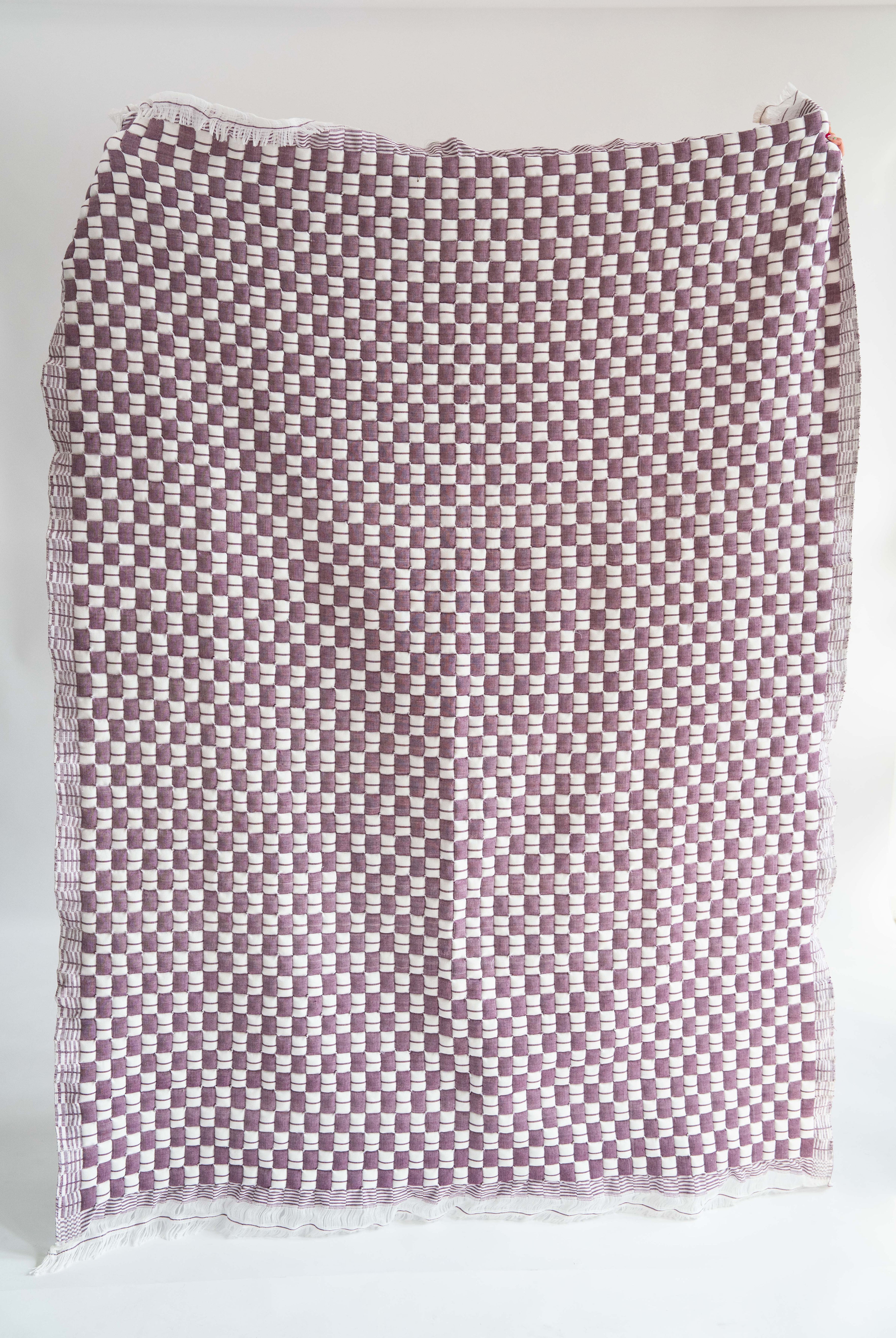 Purple checkered Sujani quilt flat display - Inner Child