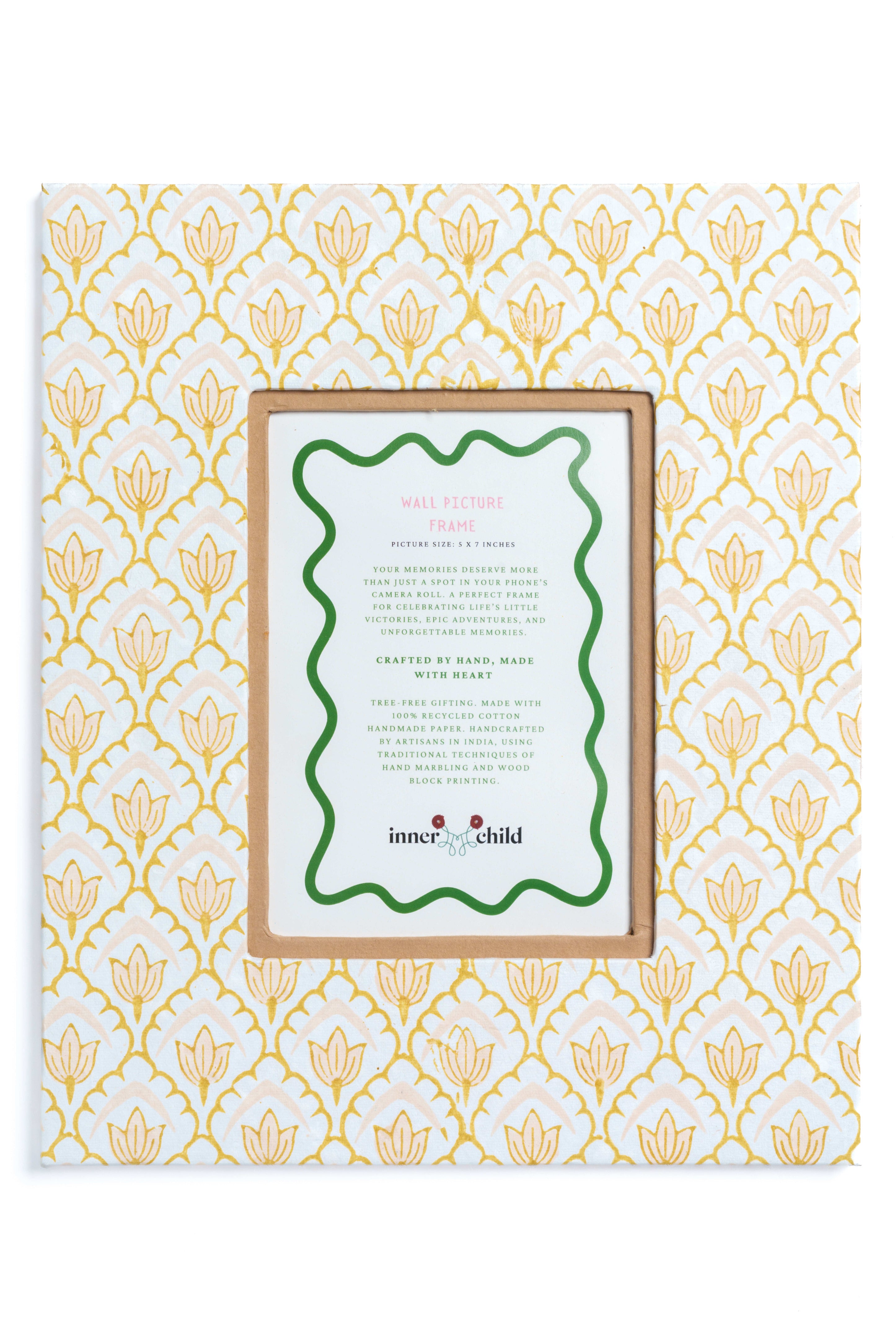 Large wall picture frame in desert sand tulip design front view, 5x7 inches, Inner Child
