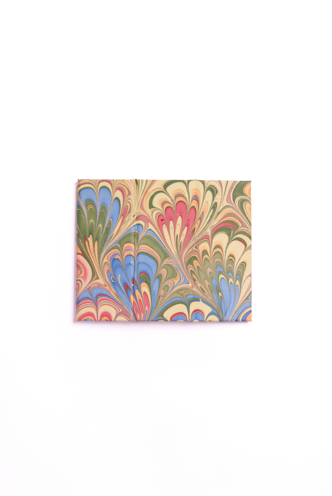 Hand-marbled pencil holder organizer fabric swatch in multicolor marbling pattern