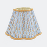 10” Pleated Blockprint Scalloped Lampshade — Sky Blue Daisies