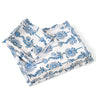 Nesting Scalloped Floral Vines Blockprint Trays in Blue