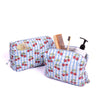 Cherry Makeup Bag in Blue Gingham Blockprint