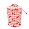 Cherry Round Upright Makeup Bag in Red Gingham Blockprint