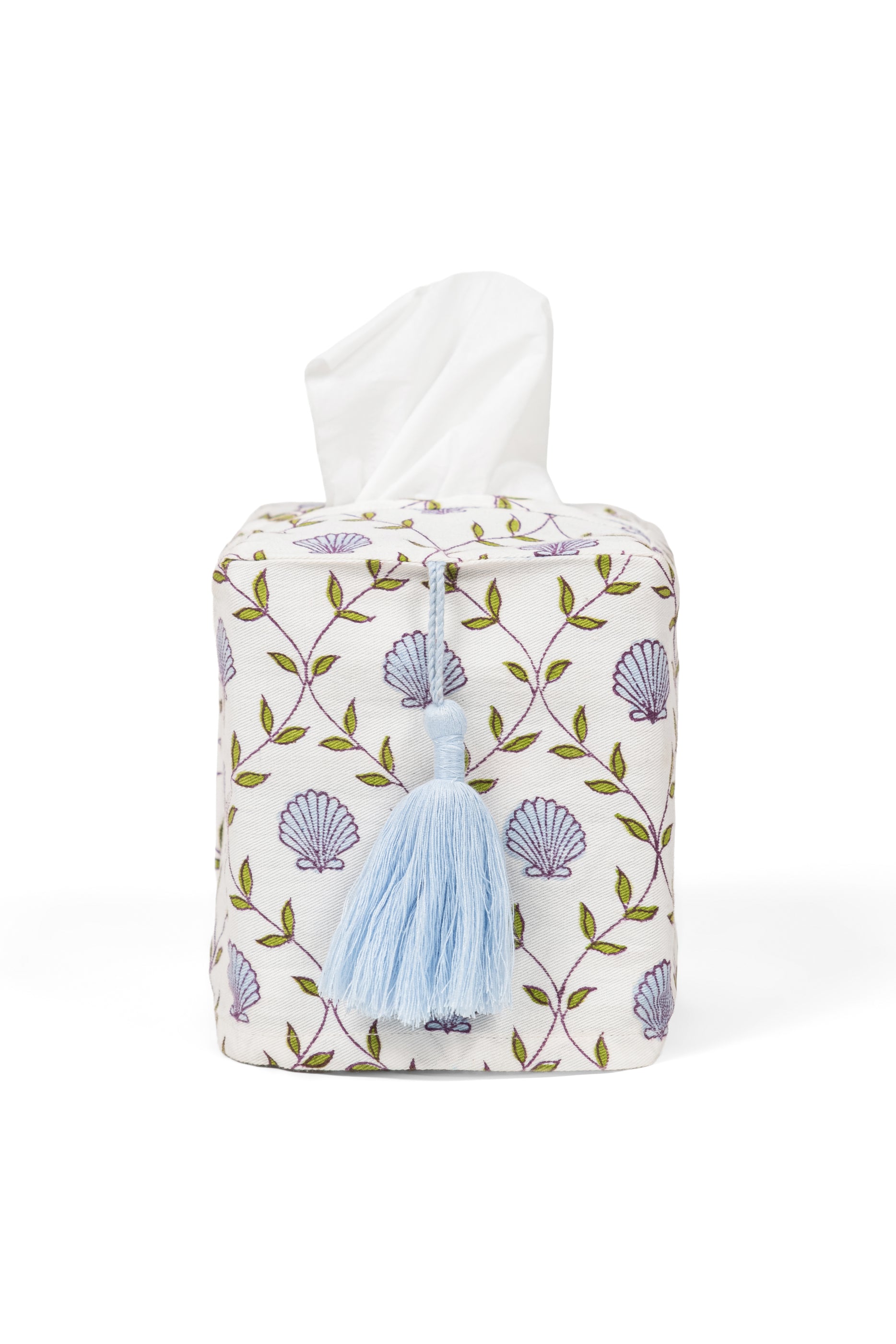 Seashell Blockprint Tissue Box Cover
