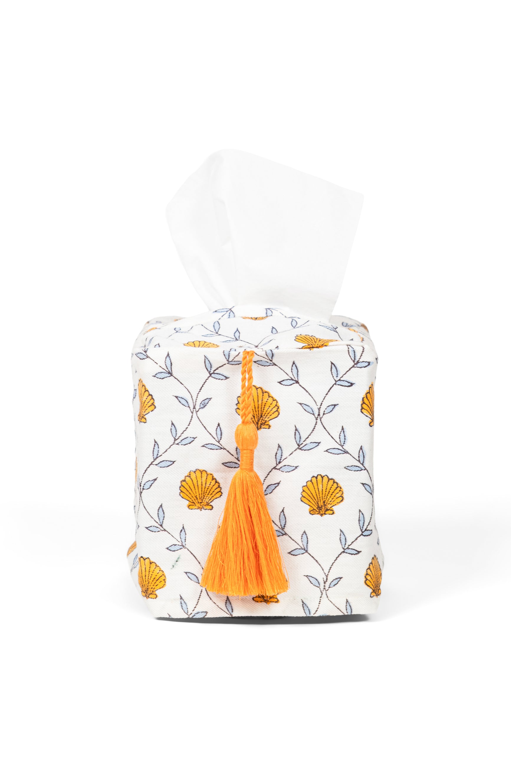 Seashell Blockprint Tissue Box Cover
