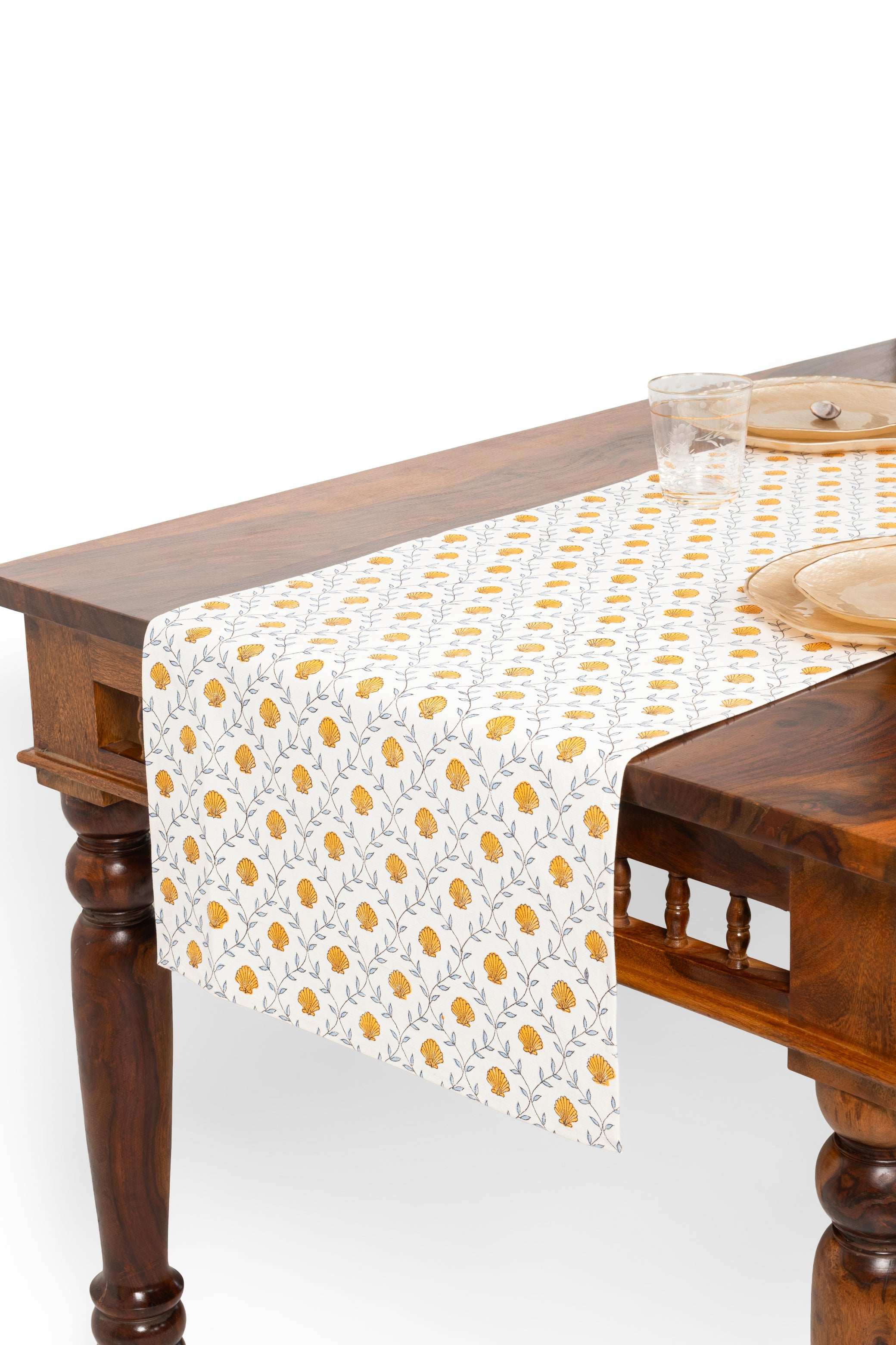 Seashell Blockprint Tablerunner