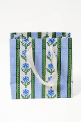 Cottage Garden Blockprint Gift Bag in Blue - Small