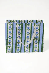 Cottage Garden Blockprint Gift Bag in Blue - Medium