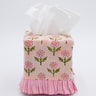 Ruffled Tissue Box Cover in Mona Pink Blockprint