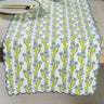 Forget-Me-Not Scallop Embroidered Blockprint Tablerunner