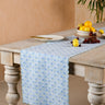 Mona Scallop Embroidered Blockprint Tablerunner in Blue