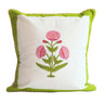 Green Poppy Blockprint Pillow