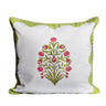 Green Scallop Flora Blockprint Pillow
