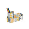 Hand-Marbled Desk Tray & Pencil Holder Organizer in Golden Blue Marbling