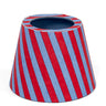 Blockprint Poldina Lampshade - 4" Red and Blue Stripes