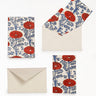 Blockprint Notecards in Araminta Red, Set of 8