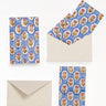 Blockprint Notecards in Purple Blue Daisies, Set of 8
