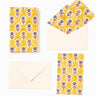 Blockprint Notecards in Chartreuse Daisies, Set of 8