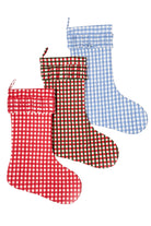 Red gingham blockprint Christmas stockings set from Inner Child