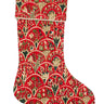 Blockprint Stocking in Red Holiday Arch