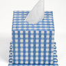 Blockprint Tissue Box Cover in Blue Gingham