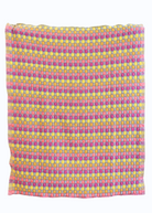 Vibrant cotton candy colored sujani quilt with multicolored square patterns