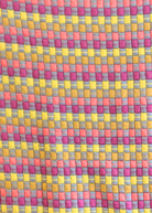 Close-up of colorful cotton candy sujani quilt pattern