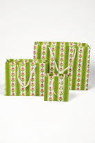 Inner Child green cottage garden blockprint gift bags with white handles