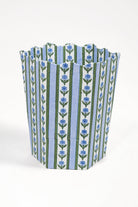 Blue cottage garden blockprint scallop waste bin storage bin from Inner Child
