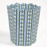 Cottage Garden Blockprint Scallop Waste Bin / Storage Bin in Blue