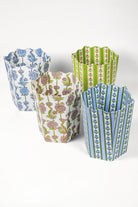 Multiple blue cottage garden blockprint waste bins from Inner Child