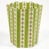 Cottage Garden Blockprint Scallop Waste Bin / Storage Bin in Green