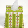 Cottage Garden Blockprint Scallop Tissue Box Cover in Green