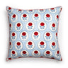 English Rose Blockprint Pillow Cover in Blue and Red