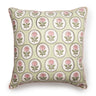 English Rose Blockprint Pillow Cover in Pink and Green