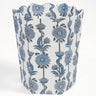 Floral Vines Blockprint Scallop Waste Bin / Storage Bin in Blue
